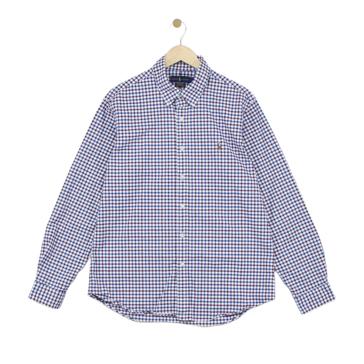 Mens Plaid Shirt Stretch Slim Fit Button Down