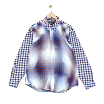 Mens Plaid Shirt Stretch Slim Fit Button Down