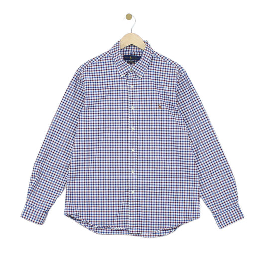Mens Plaid Shirt Stretch Slim Fit Button Down