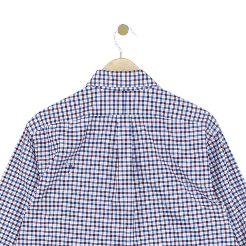 Mens Plaid Shirt Stretch Slim Fit Button Down