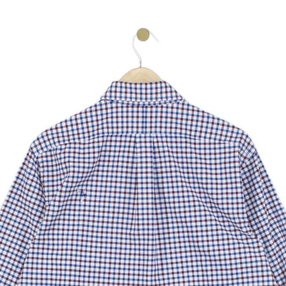 Mens Plaid Shirt Stretch Slim Fit Button Down