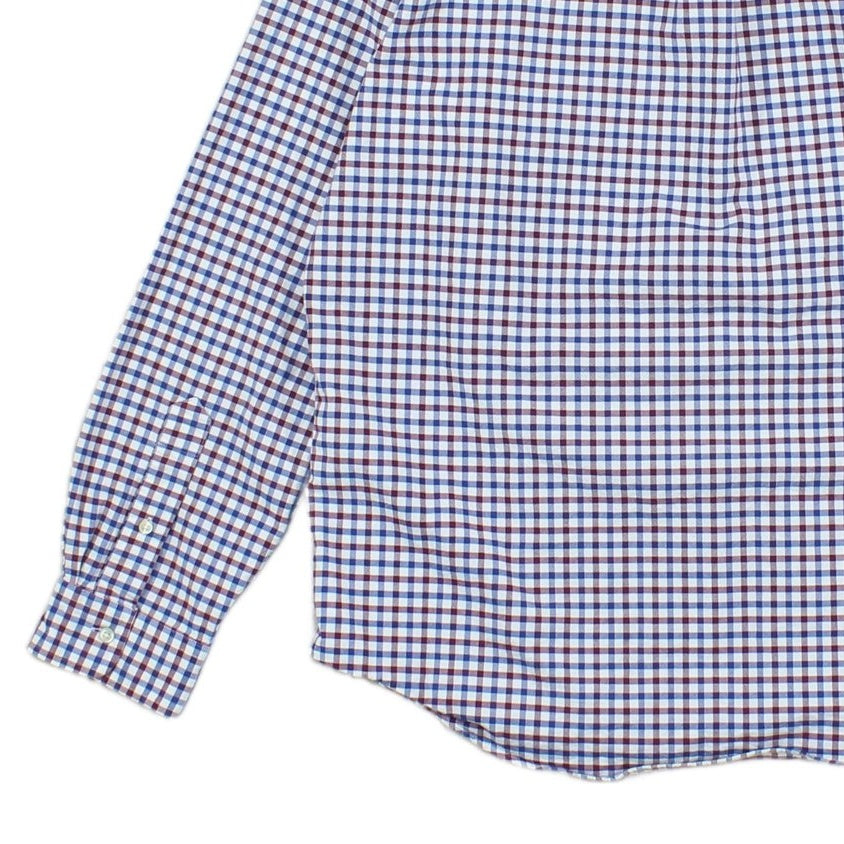 Mens Plaid Shirt Stretch Slim Fit Button Down