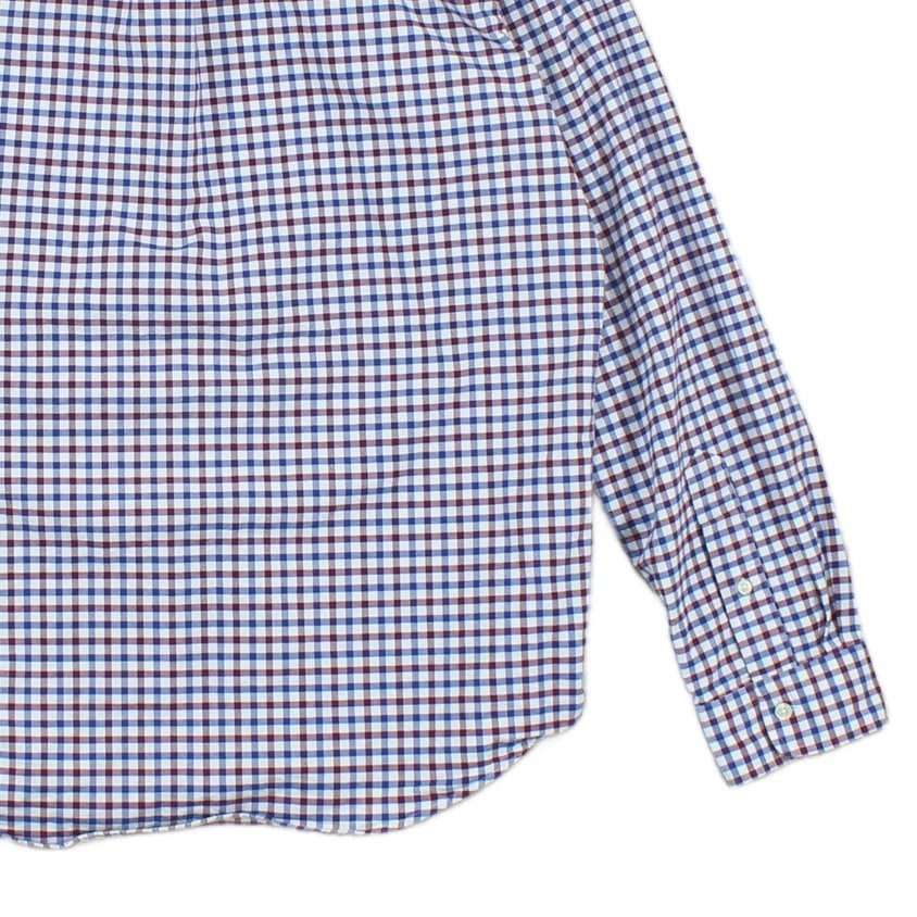 Mens Plaid Shirt Stretch Slim Fit Button Down
