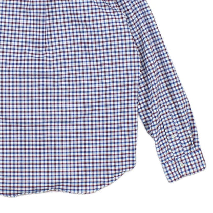 Mens Plaid Shirt Stretch Slim Fit Button Down
