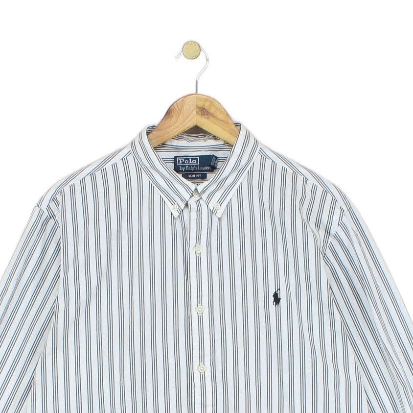 Mens Striped Shirt Slim Fit Long Sleeve