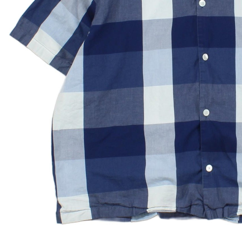 Mens Plaid Shirt Button Up Short Sleeve Oversized