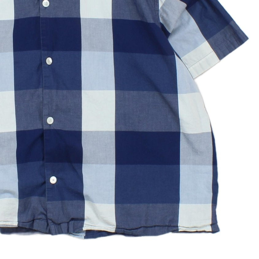 Mens Plaid Shirt Button Up Short Sleeve Oversized