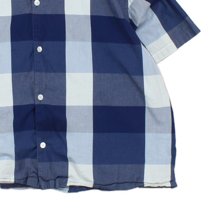Mens Plaid Shirt Button Up Short Sleeve Oversized