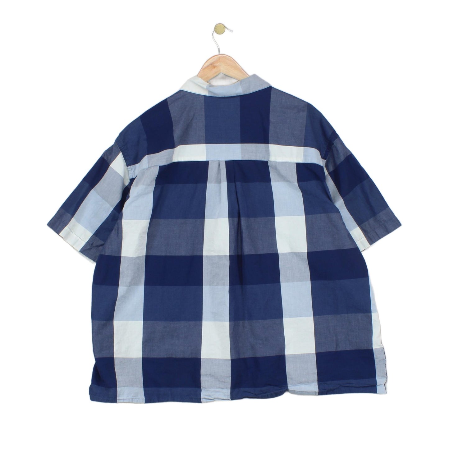 Mens Plaid Shirt Button Up Short Sleeve Oversized
