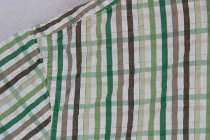 Mens Plaid Shirt Slim Fit Short Sleeve Button Up