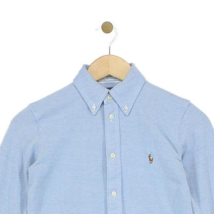 Womens Knit Oxford Shirt Collared Button Up Stretch