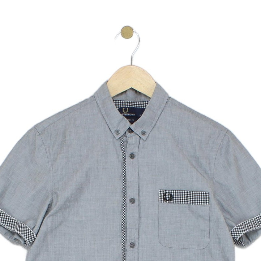 Mens Shirt Button Up Short Sleeve Slim Fit