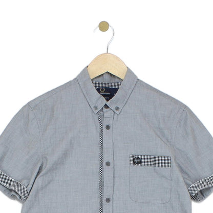 Mens Shirt Button Up Short Sleeve Slim Fit