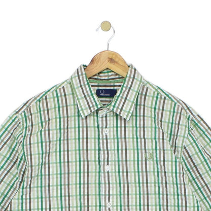 Mens Plaid Shirt Slim Fit Short Sleeve Button Up