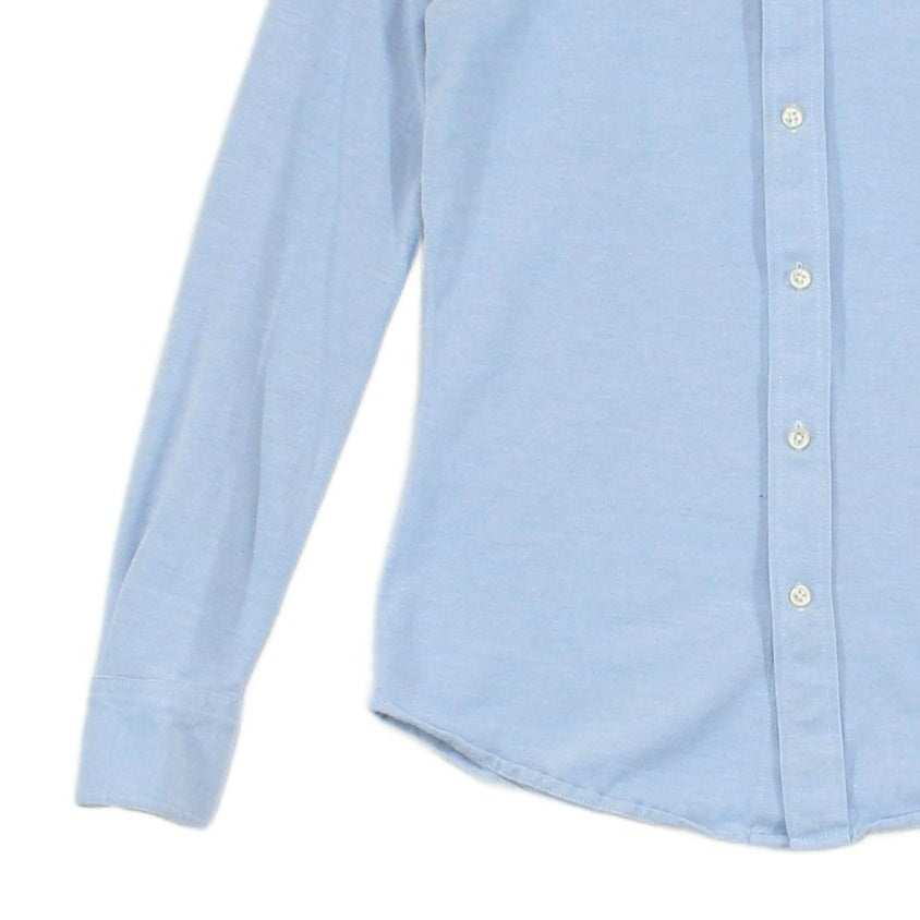 Womens Knit Oxford Shirt Collared Button Up Stretch
