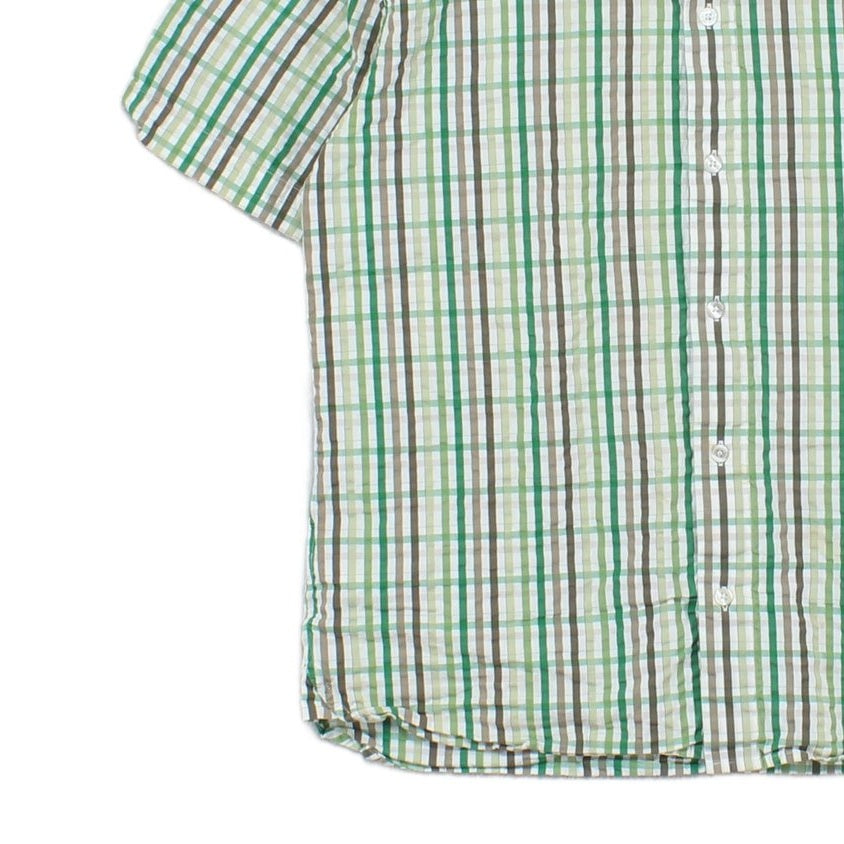 Mens Plaid Shirt Slim Fit Short Sleeve Button Up