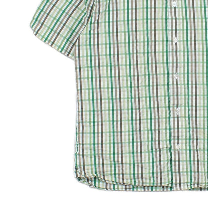 Mens Plaid Shirt Slim Fit Short Sleeve Button Up