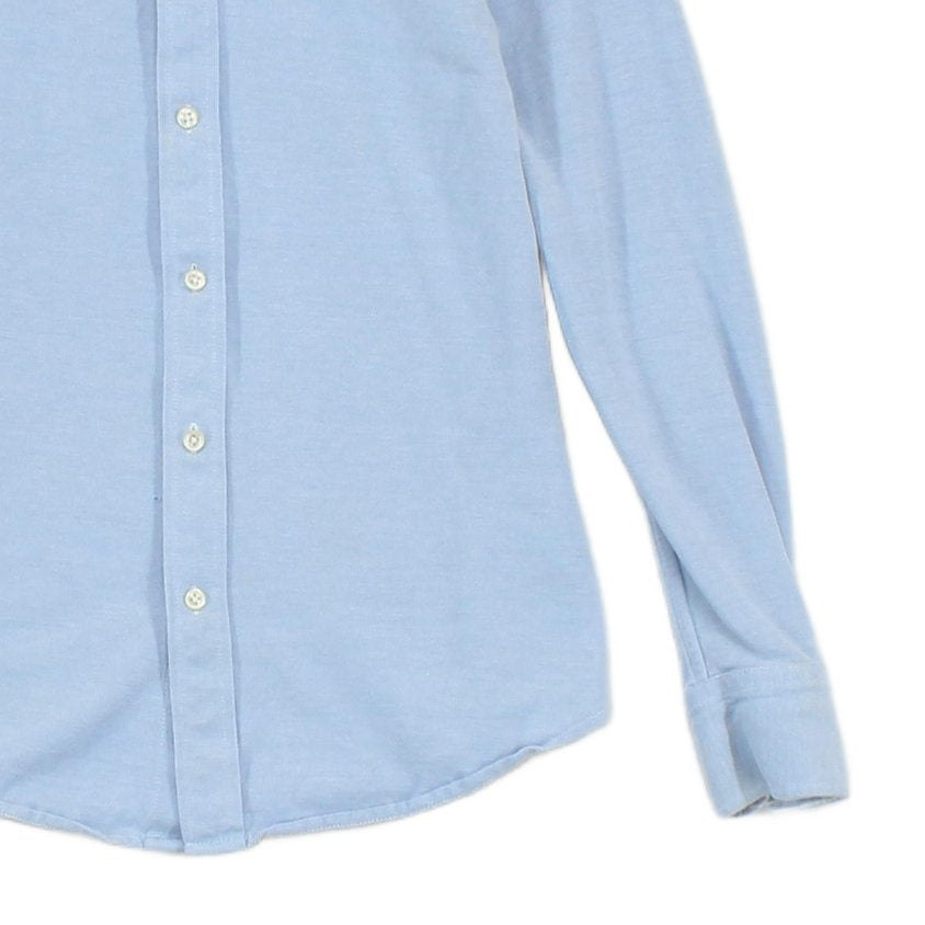 Womens Knit Oxford Shirt Collared Button Up Stretch