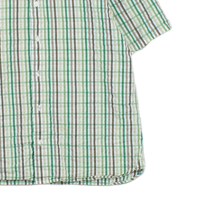 Mens Plaid Shirt Slim Fit Short Sleeve Button Up