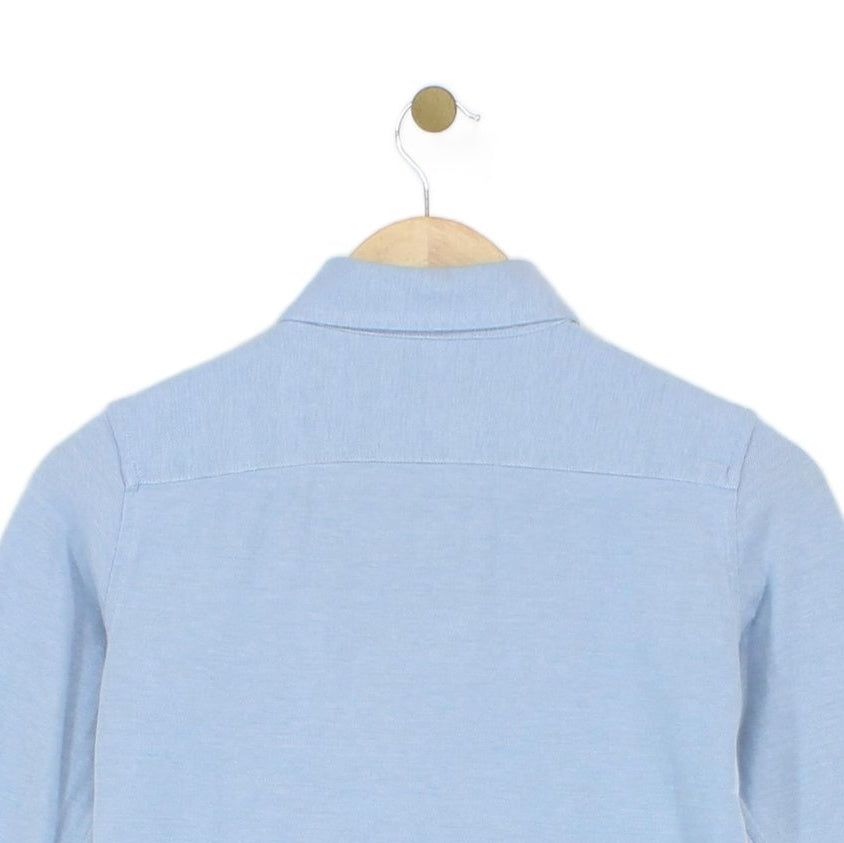 Womens Knit Oxford Shirt Collared Button Up Stretch