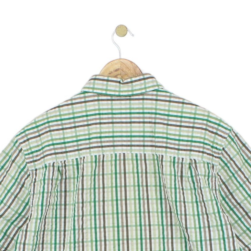 Mens Plaid Shirt Slim Fit Short Sleeve Button Up