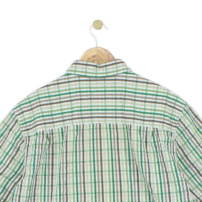 Mens Plaid Shirt Slim Fit Short Sleeve Button Up