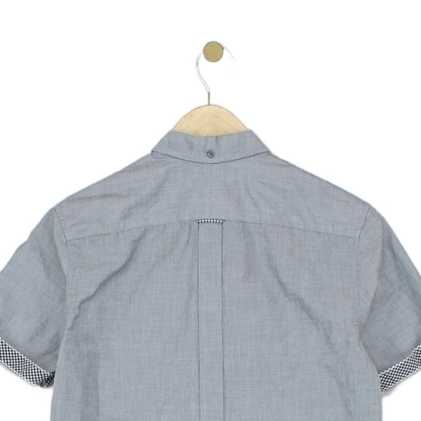 Mens Shirt Button Up Short Sleeve Slim Fit
