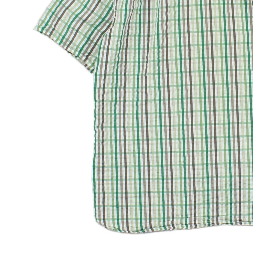Mens Plaid Shirt Slim Fit Short Sleeve Button Up