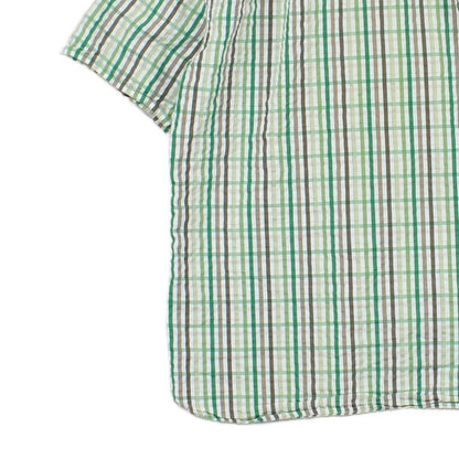 Mens Plaid Shirt Slim Fit Short Sleeve Button Up