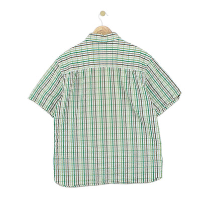 Mens Plaid Shirt Slim Fit Short Sleeve Button Up