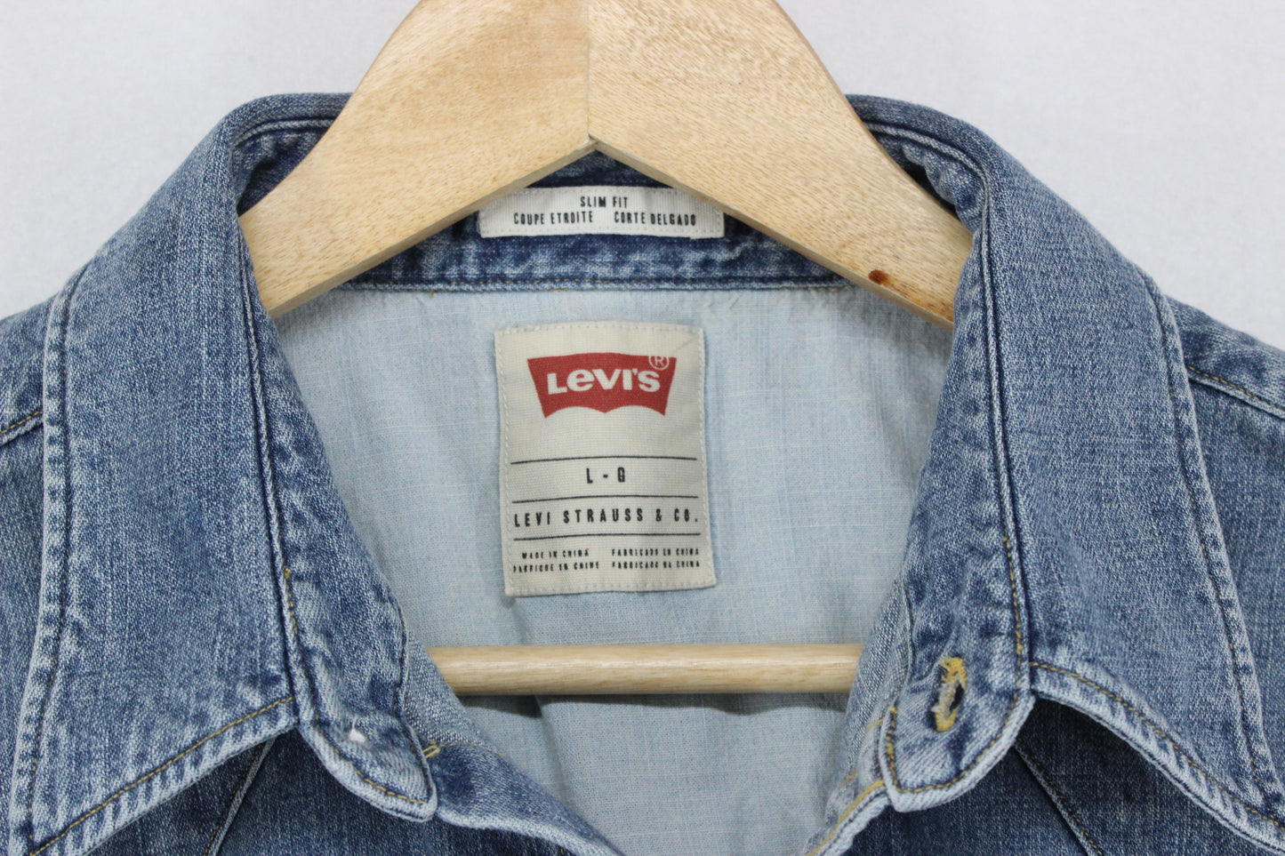 Mens Denim Shirt Slim Fit Snap Western Long Sleeve