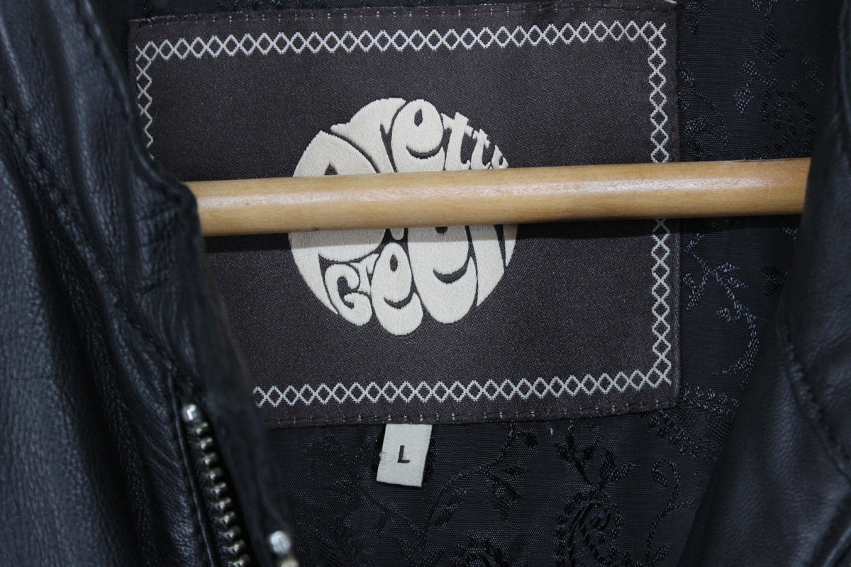 Mens Leather Biker Jacket Full Zip
