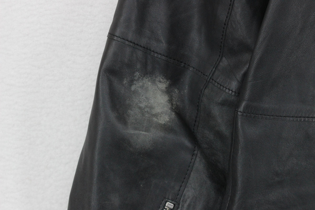 Mens Leather Biker Jacket Full Zip