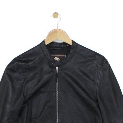 Mens Leather Biker Jacket Full Zip
