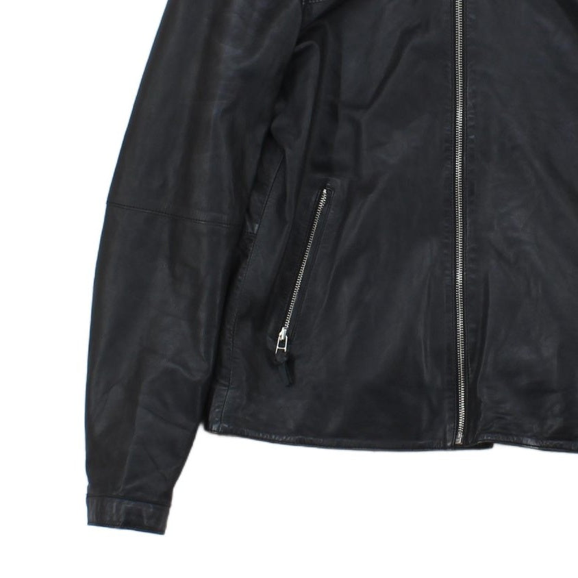 Mens Leather Biker Jacket Full Zip