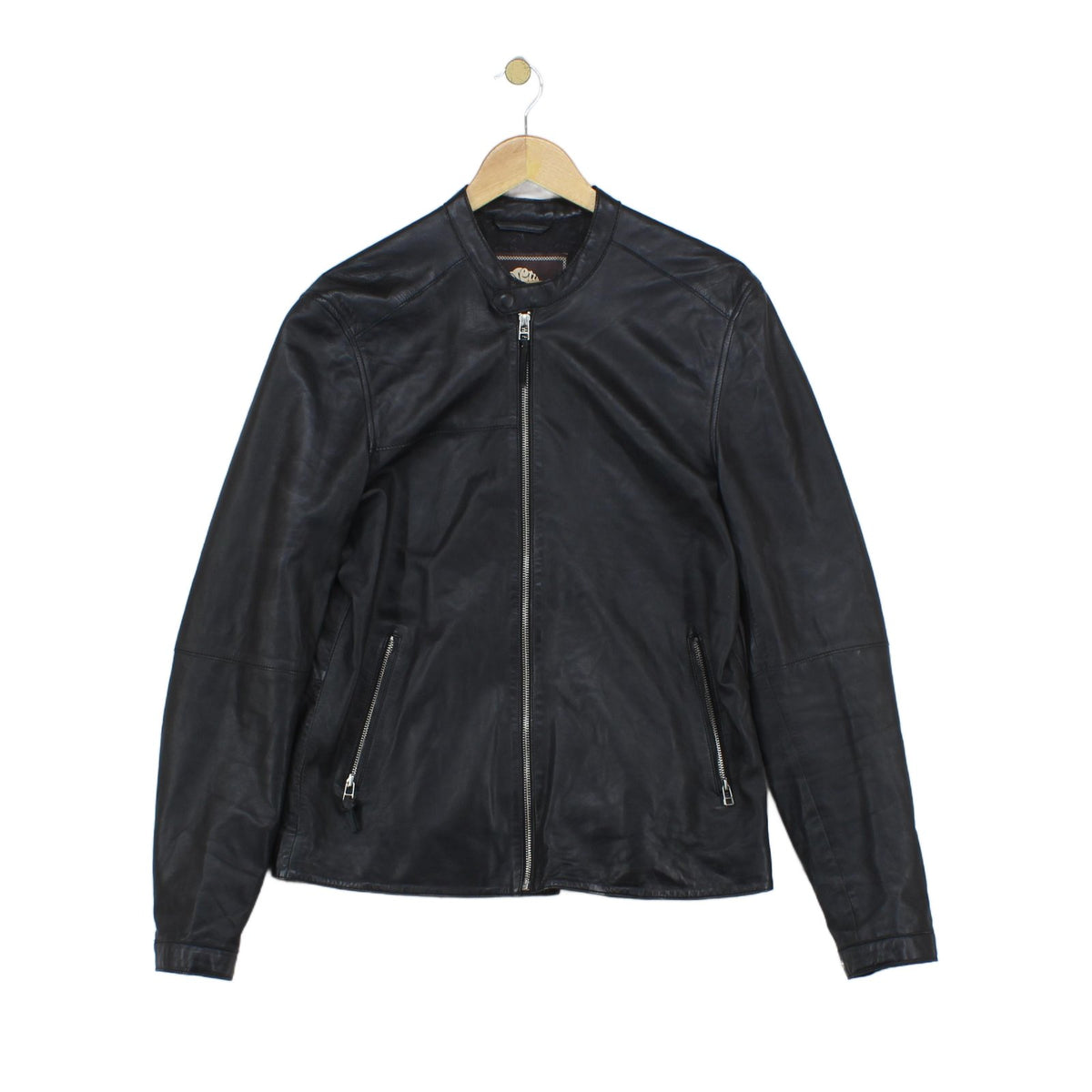 Mens Leather Biker Jacket Full Zip
