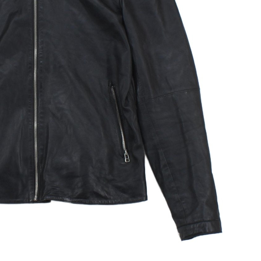 Mens Leather Biker Jacket Full Zip