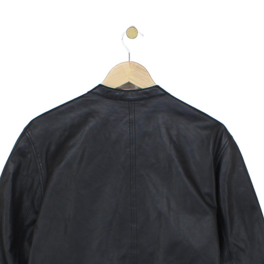 Mens Leather Biker Jacket Full Zip