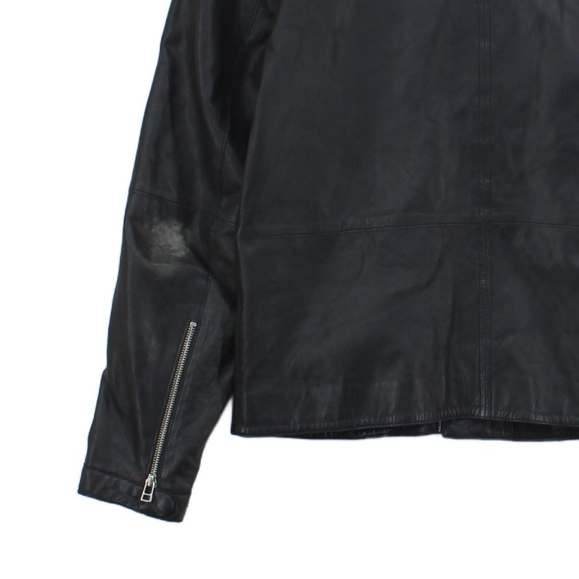 Mens Leather Biker Jacket Full Zip