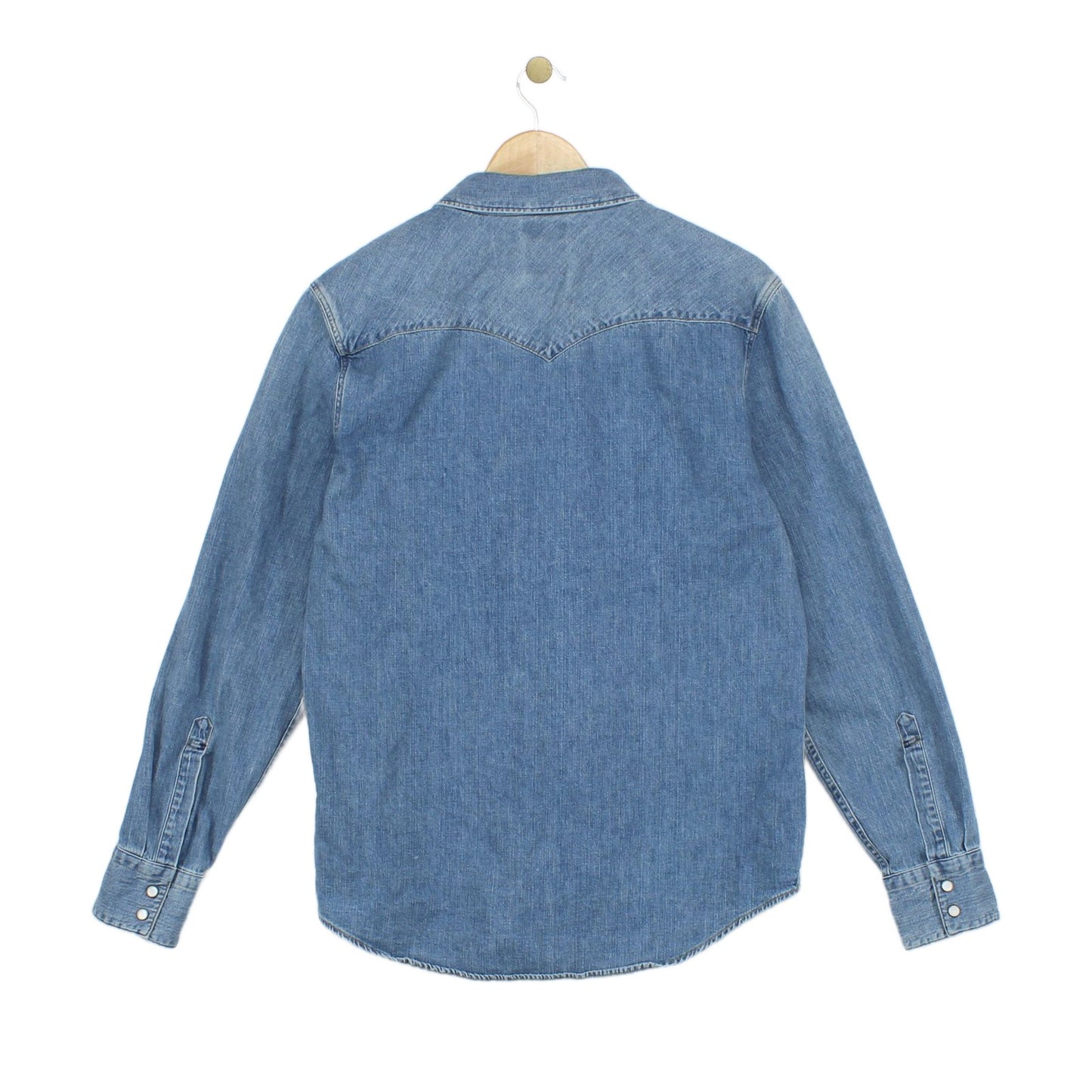 Mens Denim Shirt Slim Fit Snap Western Long Sleeve