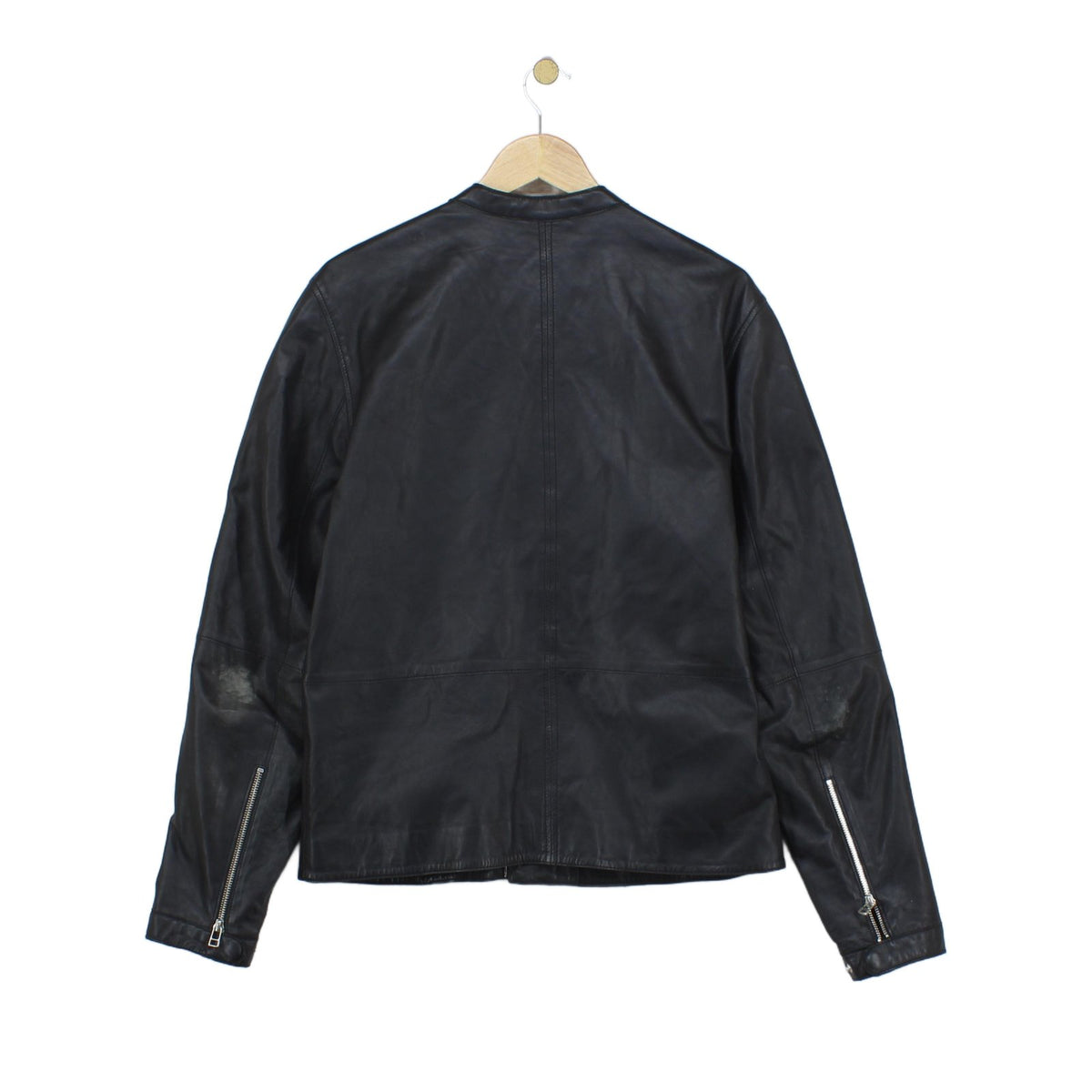 Mens Leather Biker Jacket Full Zip