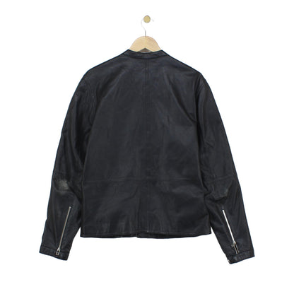 Mens Leather Biker Jacket Full Zip