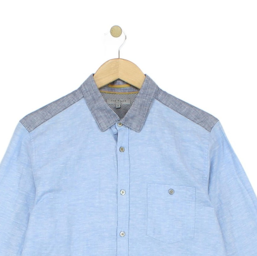 Mens Linen Shirt Long Sleeve Button Up Cotton
