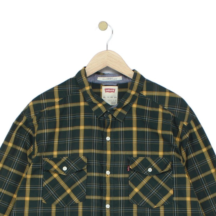 Mens Plaid Shirt Button Up Long Sleeve