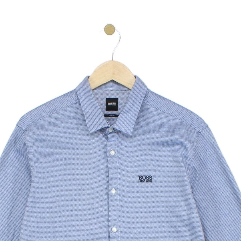 Mens Shirt Slim Fit Stretch Long Sleeve Office