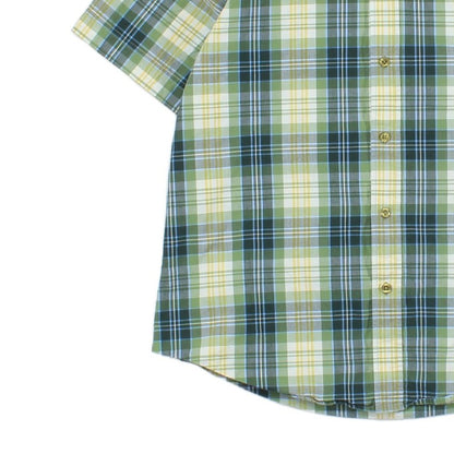 Mens Plaid Shirt Short Sleeve Button Up
