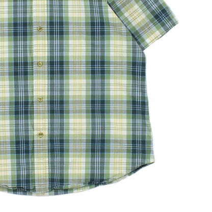 Mens Plaid Shirt Short Sleeve Button Up