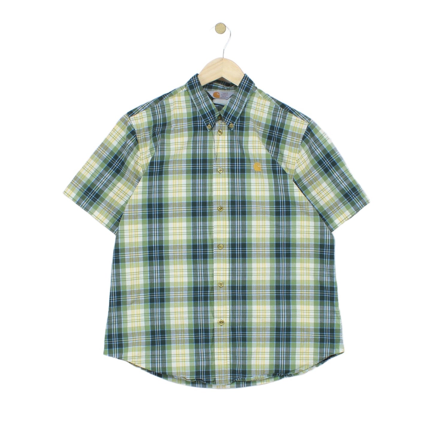 Mens Plaid Shirt Short Sleeve Button Up