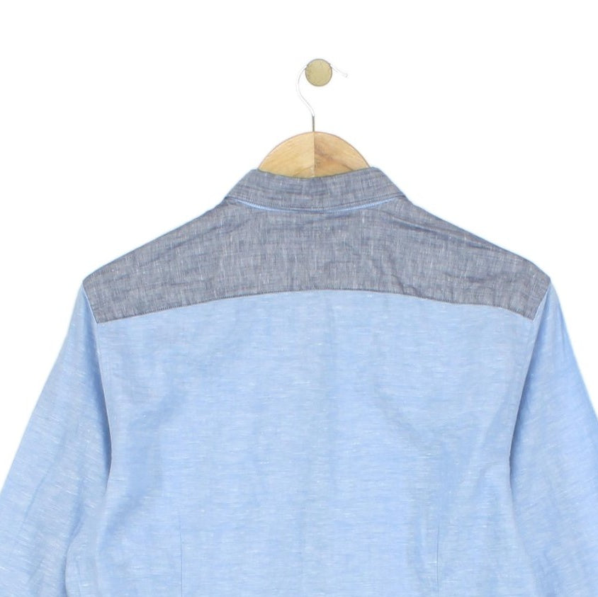 Mens Linen Shirt Long Sleeve Button Up Cotton