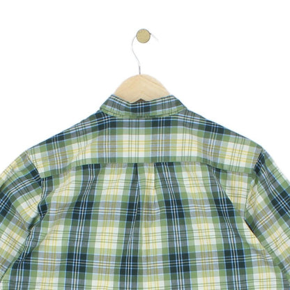 Mens Plaid Shirt Short Sleeve Button Up